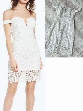 ASTR White Off-Shoulder Lace Mini Dress XL